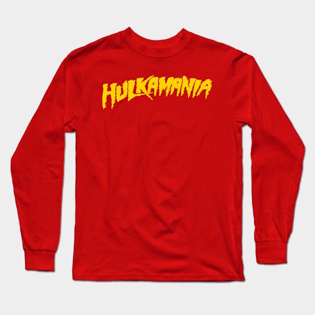 Hulkamania Yellow Long Sleeve T-Shirt by mighty corps studio